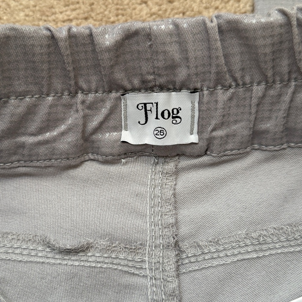 BEVY FLOG Shely High Rise Ankle Length Drawstring Gray/Silver Pants Size 26 - Picture 7 of 11